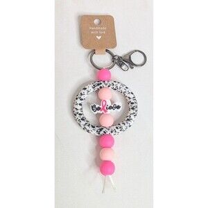 Bag Charm/Keychain - Pink, Believe, Cancer Awareness